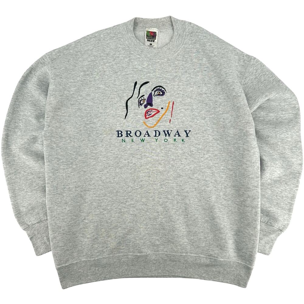 Vintage 90s Unisex Broadway New York City Mask Embroidered Crewneck Sweatshirt